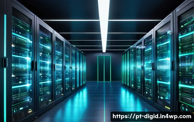 디지털 기억 보존의 글로벌 동향 - A futuristic data center interior showcasing advanced cloud storage technology and distributed compu...