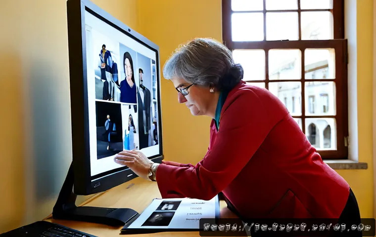 Home 17 디지털 기억 보존을 위한 평가 지표 - Photorealistic archival workspace in Lisbon, Portugal, with a middle-aged Portuguese archivist caref...