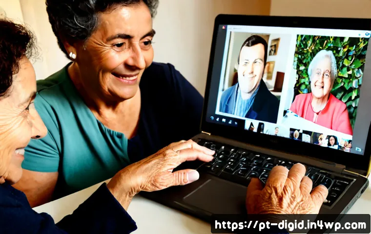 Home 17 디지털 기억 보존의 중요성에 대한 논의 - Photorealistic close-up of a Portuguese-speaking family in a bright Lisbon apartment, three generati...